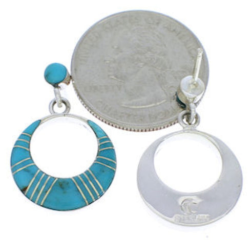 Southwestern Turquoise Sterling Silver Post Dangle Earrings PX24152